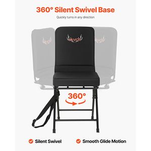 Sedia da Caccia Girevole a 360 Gradi Silenziosa e Leggera, Portatile con Telaio in Acciaio Resistente, Sgabello da Terra Pieghevole - Product Image 3