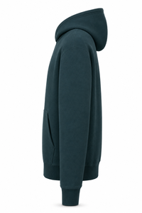 Sweat à capuche sans cordon bleu marine épais pour homme, 100 % coton molletonné, poche kangourou, respirant, hiver, uni, vente en gros - Product Image 5