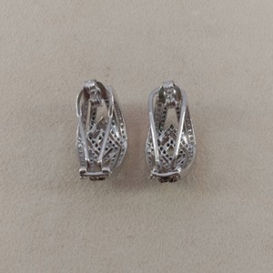 2.00 Cttw White & Blue Diamond <b>Huggie</b> Hoop Earrings for Women, Round Cut Natural Diamonds, 925 Sterling <b>Silver</b> - Product Image 3
