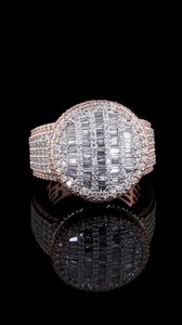 Iced Out Rose Gold Baguette <b>Ring</b> Hip Hop Statement Jewelry Diamond Look Cubic Zirconia Luxury Bling <b>Ring</b> - Product Image 2