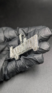 <b>Custom</b> Iced Out <b>Name</b> Pendant <b>Necklace</b> Hip Hop Bling Personalized Script Charm Diamond Look Jewelry Gift For Men - Product Image 2