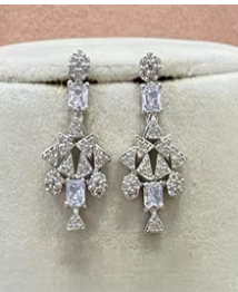 Magnifique ensemble collier et boucles d'oreilles en zircon plaqué argent de qualité supérieure pour femme, cadeau ethnique pour fiançailles, mariage, fête - Product Image 2