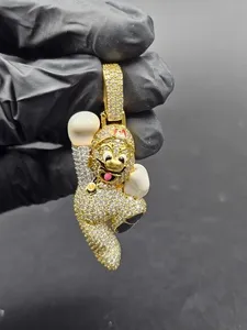 Men's Cartoon Pendant 14K Yellow Gold Plated 3Ct Round Cut Real Moissanite - Product Image 5