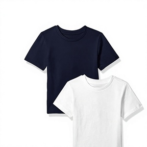 Cotton Short Sleeve T-Shirt Solid Color Casual Breathable Knitted Regular Fit <b>White</b> Navy Black - Product Image 1