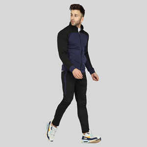 Survêtement de sport pour homme en velours premium, extensible dans les quatre sens, coupe ajustée, couleur unie, confortable, pour l'automne, le jogging et la course à pied - Product Image 2