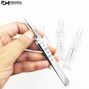 Pince à épiler RMI en acier inoxydable brillant dentelé pour extensions de cils, pointe cœur, antistatique, précision, volume russe - Product Image 6