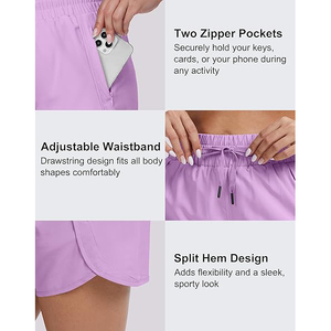 Shorts Deportivos Morados Modernos para Mujer con Bolsillo Lateral, Shorts de Running de Secado Rápido para Mujer - Product Image 5