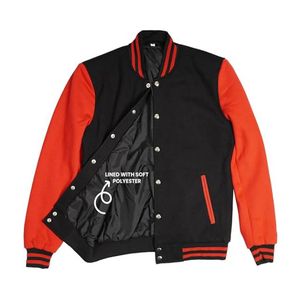 Mens Black Red Custom Chenille Patch Varsity <b>Jacket</b> Letterman <b>Baseball</b> <b>Bomber</b> <b>Jacket</b> Wholesale - Product Image 3