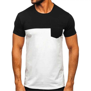 T-shirts noirs personnalisés pour hommes, manches courtes, col rond, 100 % coton, logo frontal, style formel, coupe ample, anti-boulochage, pour l'été - Product Image 1