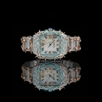 Montre-bracelet à quartz de luxe en or rose avec cadran tendance et moissanite, chiffres romains, qualité export au meilleur prix