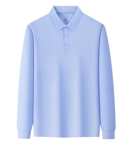 Chemise de travail décontractée pour homme, col à revers, manches longues, couleur unie, coton hautement élastique 220g, nouvelle arrivée automne, polo personnalisé OEM - Product Image 5