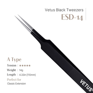 [Private Label] High Precision Black Vetus Eyelash Extension tweezer [ESD-10] Anti-static Wholesale Premium Stainless Lash Tools - Product Image 4