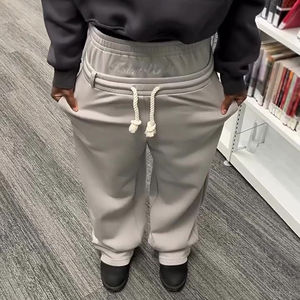 Pantalon de jogging unisexe surdimensionné, taille haute, cordon de serrage, molleton de coton, streetwear, coupe ample - Product Image 1