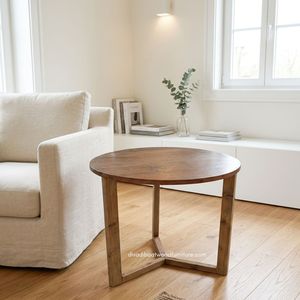 <b>Rustic</b> Handmade Wood <b>Coffee</b> <b>Table</b> Reclaimed Boat Wood Antique Finish Round Top Indoor Outdoor Living Room Furniture - Product Image 1