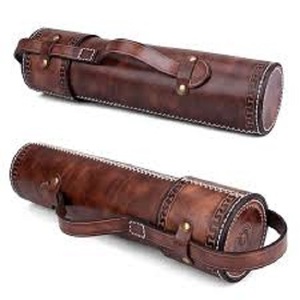 Cowhide Leather Long Carry Storage Bag Hunting Equipment <b>Case</b> Adjustable Strap Outdoor Travel Utility Holder Carry - Product Image 1