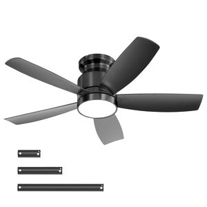 42-Inch <b>Flush</b> <b>Mount</b> <b>LED</b> <b>Ceiling</b> Fans with 22W <b>LED</b> <b>Light</b> and Remote Control 5 ABS Blades for Bedroom - Product Image 2