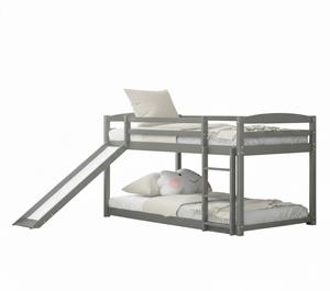 Lit superposé double en bois massif de luxe moderne avec glissière et escalier convertibles, design écologique et durable - Product Image 5