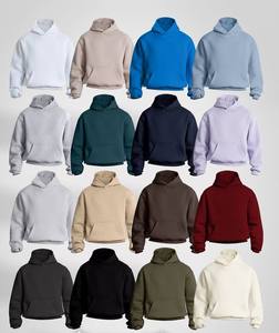 Heavyweight Custom Logo Men's Hoodie 100% Cotton Oversized Blank Streetwear <b>Thick</b> <b>Fleece</b> Plain Pullover Unisex Sweatshirt Bulk - Product Image 6