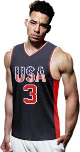 Camiseta de Baloncesto de Estados Unidos para Hombre, Blanca y Negra, con Número, Bandera Americana, Uniforme de Baloncesto Rojo, Blanco y Azul, para Entrenamiento Deportivo - Product Image 2