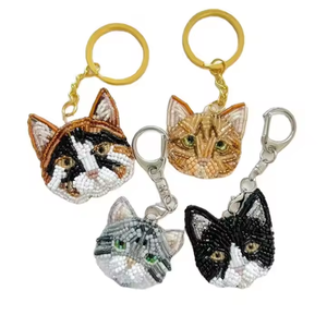Handmade Beaded Keychain Decorative Beadwork Ethnic Style <b>Cat</b> Pattern Woven Indian Handcrafted Souvenir Handicraft Industry - Product Image 1