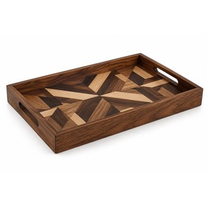 ถาดไม้วอลนัทลายโมเสกขายส่ง |   งานศิลปะไม้วีเนียร์ทำมือ |   อัคดุส ซาลีม - Product Image 1