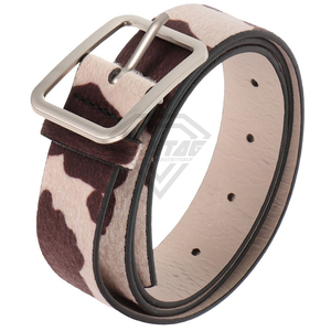 Premium Custom <b>Cow</b> Print Leather Belt For Men Women Luxury Animal Pattern Hair On Hide Waistband High Quality Wholesale Factory - Product Image 3