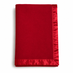 ผ้าห่มขนสัตว์สีแดงคลาสสิกพร้อมขอบผ้าซาติน – ขนาด 60 x 90 นิ้ว - Product Image 2
