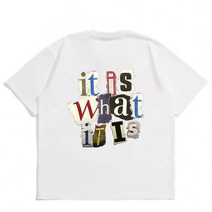 T-shirt Homme Oversize en Coton Imprimé Lettres Hip Hop Streetwear « It Is What It Is » Vintage Délavé Coupe Ample Sublimation - Product Image 5