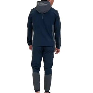 Ensemble survêtement coupe-vent pour homme, fermeture éclair intégrale, respirant, polyester, pantalon de jogging avec poches latérales, style sportif, coupe classique, pour l'hiver - Product Image 2