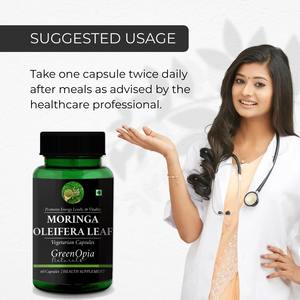 Capsules de feuilles de Moringa Oleifera, 60 capsules végétales |   Complément alimentaire à base de plantes |   Capsules de superaliments verts naturels certifiées GMP - Product Image 4