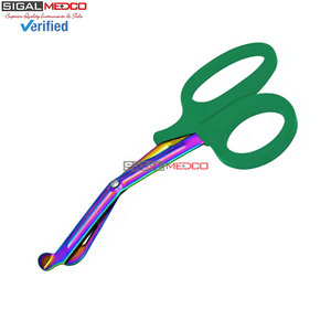 Tijeras EMT de 7.25 Pulgadas con Hojas Arcoíris y Mango Verde, Acero Inoxidable Alemán, Tijeras Utilitarias EMT para Emergencias y Traumatismos - Product Image 5