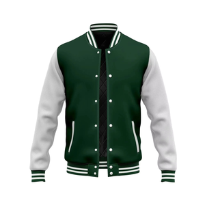 Custom New Arrival Leather Sleeve Varsity <b>Jacket</b> Casual <b>Baseball</b> <b>Jacket</b> Patchwork <b>Bomber</b> Men's <b>Jacket</b> with logo - Product Image 2