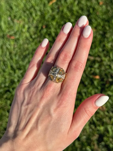 Anillo de Cóctel de Oro Real Sólido de 10K para Mujer con Diamantes Redondos Engastados en Pavé, Estilo Glamuroso, Regalo de Boda, Joyería - Product Image 4