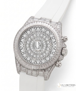 Reloj Deportivo de Lujo con Diamantes Cultivados en Laboratorio, Cronógrafo, Moda, Acero Inoxidable, Cristal de Zafiro, 41 mm, Analógico, Cuarzo, Blanco - Product Image 1
