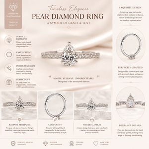 Anillo de Lujo con Diamantes Cultivados en Laboratorio con Corte de Pera y Pavé |   Anillo de Compromiso de Oro Blanco de 10K con Certificado IGI, Joyería Fina, Regalo para Mujer - Product Image 5