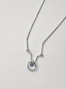 Collier pendentif cercle en argent sterling 925 avec CZ bleu et design ondulé moderne pour femmes - Product Image 6