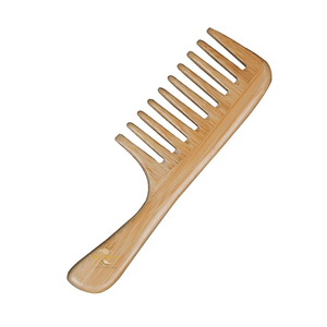 VietChoice Wooden <b>Wide</b> Tooth <b>Comb</b> Large Size Classic Style Home Use Adult Natural Handle Eco-Friendly Bamboo Material - Product Image 5