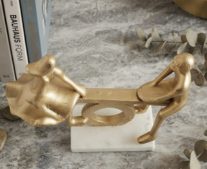 Metal Figurine Sculpture Two Seated Figures On See Saw Handmade Artistic Tabletop <b>Decor</b> Living Room Home <b>Decoration</b> <b>Table</b> Home - Product Image 2