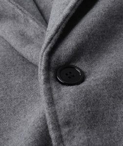 Manteau Trench Long Élégant en Mélange de Laine pour Homme, Gris Uni, Col Cranté, Manches Longues, Vêtement d'Hiver Chaud - Product Image 6