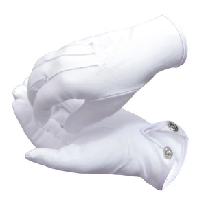 Gant de parade blanc en coton avec logo personnalisé, extensible, brodé, long, en polyester et nylon, pour festival ou cérémonie maçonnique - Product Image 2