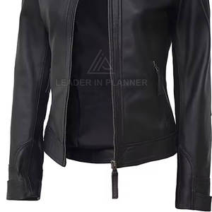 เสื้อแจ็คเก็ตหนังคุณภาพสูง ออกแบบโลโก้ตามสั่ง เสื้อแจ็คเก็ตหนังแฟชั่น เสื้อแจ็คเก็ตหนังสำหรับผู้หญิง - Product Image 6