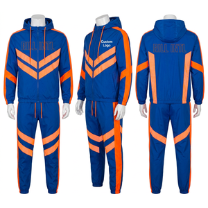 Ensemble de survêtement sportif décontracté pour homme, couleur beige, avec fermeture éclair et blocs de couleur, deux pièces - Product Image 3