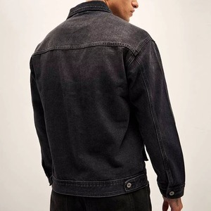 Men's Dark <b>Denim</b> Jacket Turn-down Collar Casual Single Breasted Button Closure Washed Cotton <b>Material</b> Regular Fit - Product Image 5
