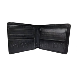 Portefeuille court homme en cuir véritable léger de haute qualité, pliable, avec logo personnalisé, en polyester durable, fabriqué en usine, prix de gros 2026 - Product Image 1