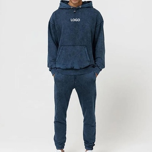 Ensemble de survêtement de luxe pour homme, personnalisé, vintage, deux pièces, sweat à capuche et pantalon de survêtement en molleton de coton délavé à l'acide, avec strass, pour l'hiver - Product Image 4