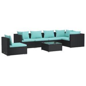Grand ensemble de salon de jardin modulaire en rotin PE noir, mobilier d'extérieur modulaire haut de gamme - Product Image 2