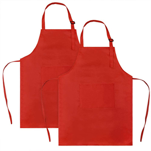 Delantal Unisex Rojo de Algodón con Bolsillo para Restaurante o Bar, Correas Ajustables, Manga Corta, Cierre a Presión, Uniforme para Camareros - Product Image 2