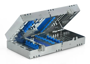 Cassette d'autoclave dentaire manuelle à double étage, réutilisable, en acier inoxydable, certifiée CE, pour instruments chirurgicaux, avec poignée ergonomique - Product Image 3