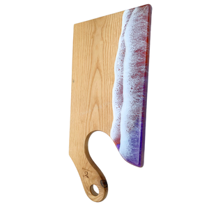 Coastal Style Wooden Cutting Board With Resin Wave Design Handmade For Kitchen Use - Product Image 1