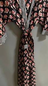 Robe de maison en velours à imprimé floral indien de luxe, kimono unisexe en coton, style bohème, chaud pour l'hiver, cadeau de Noël - Product Image 4